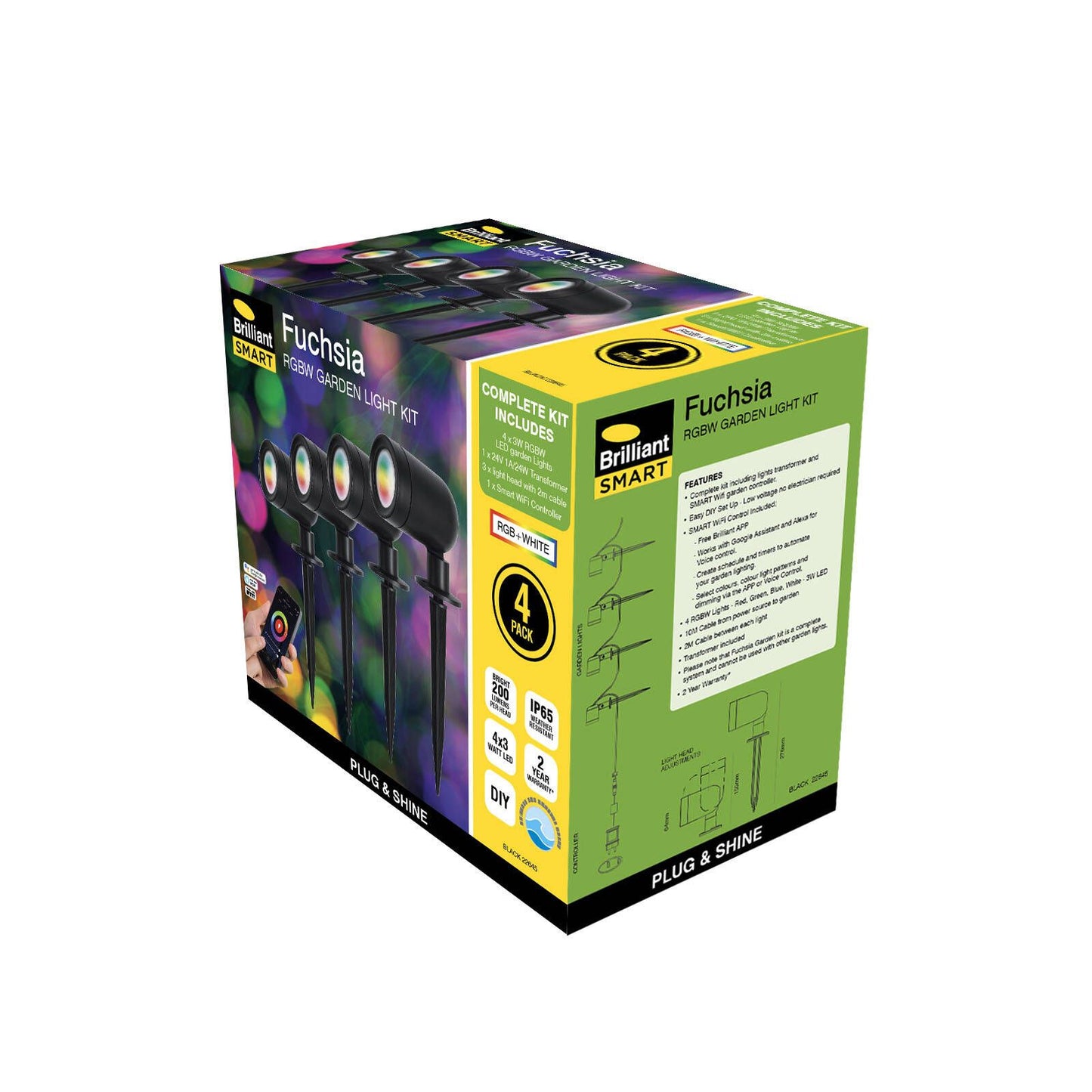 Brilliant Black Smart Fuchsia RGBW Garden Light Kit - 4 Pack