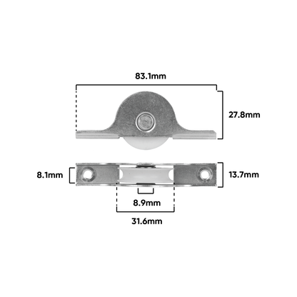Rolltrak Steel Carriage - 83 x 28mm - 30kg