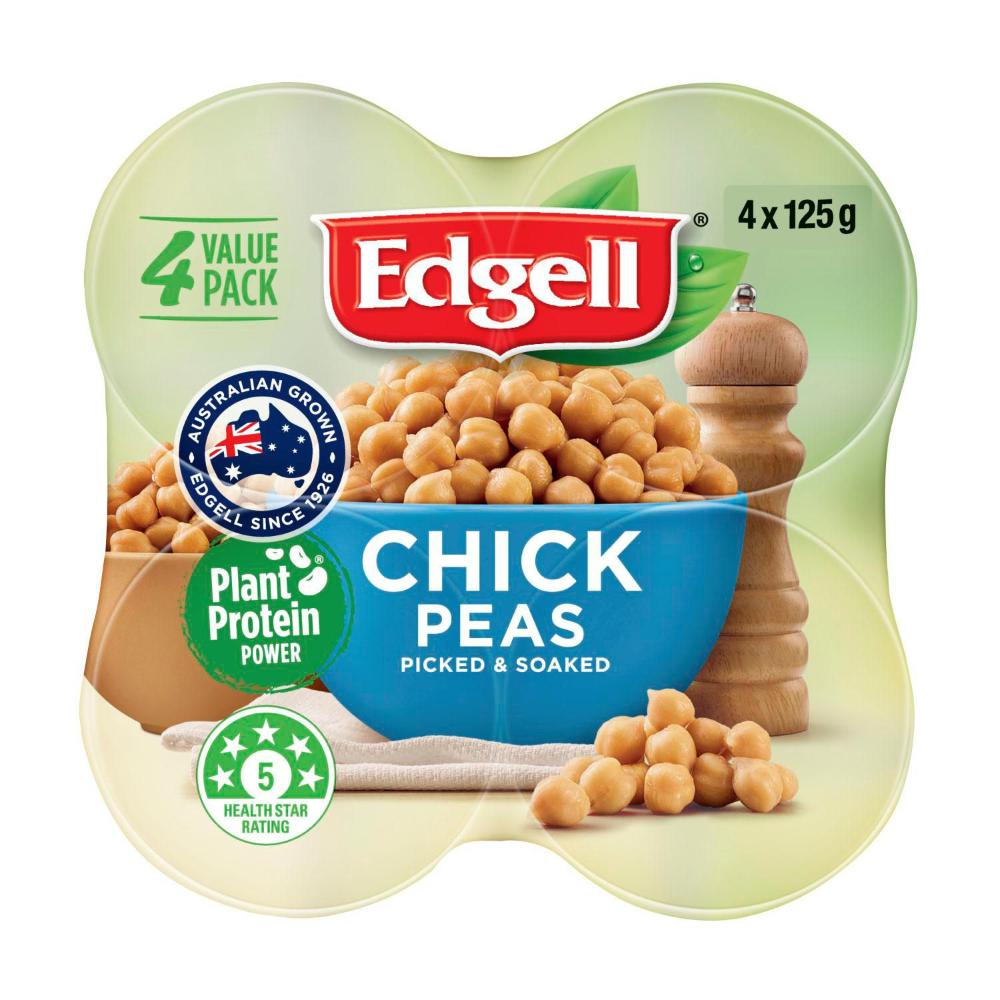 Edgell Australian Grown Chickpeas Snack Packs 4x125g - 500g