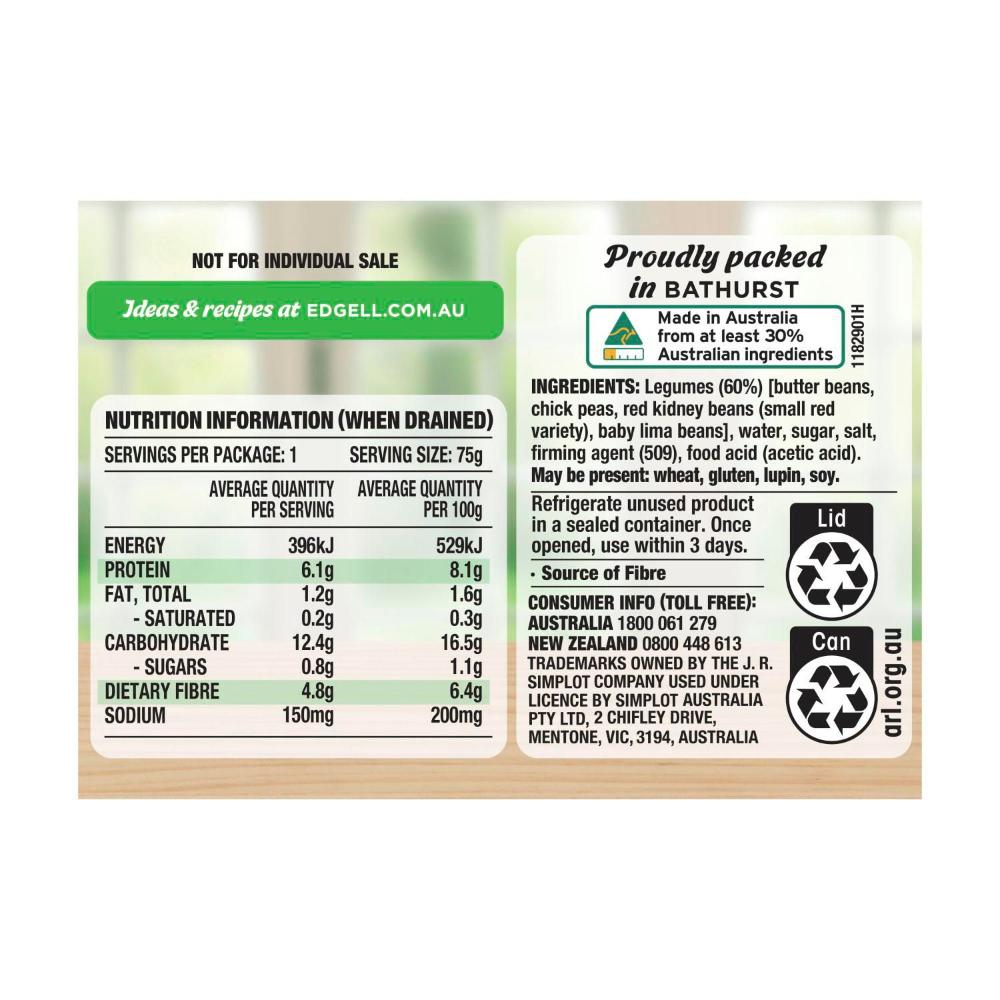 Edgell Seed Beans Four Bean Mix 4 Pack - 500g
