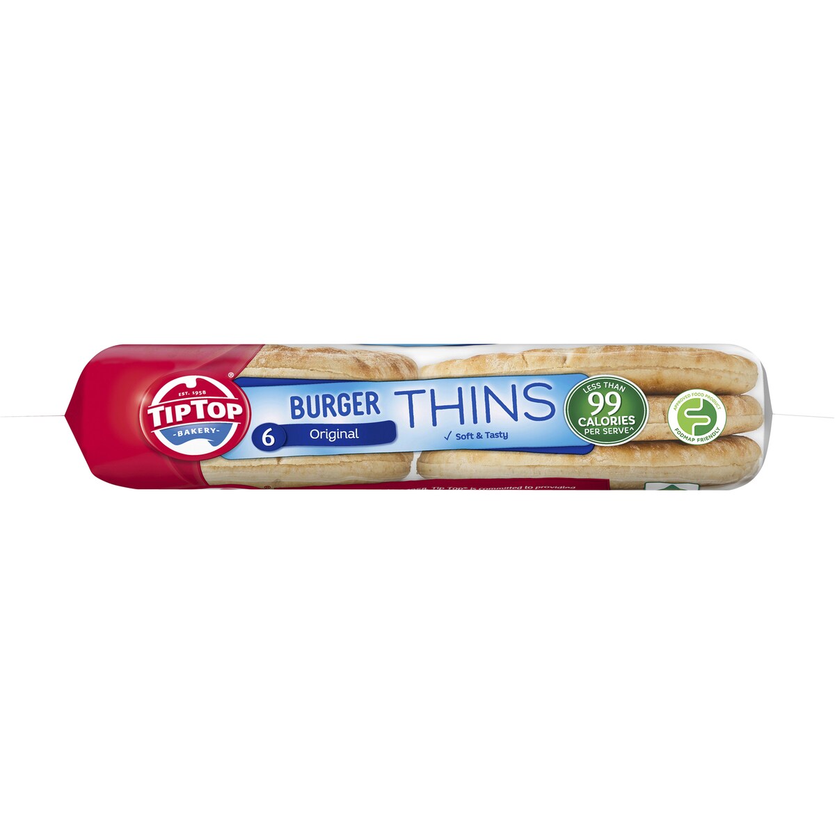 Tip Top Burger Thins Bread Bakery 6 Pack