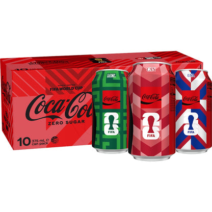 Coca-cola Zero Sugar Soft Drink Cans 375ml X 10 Pack