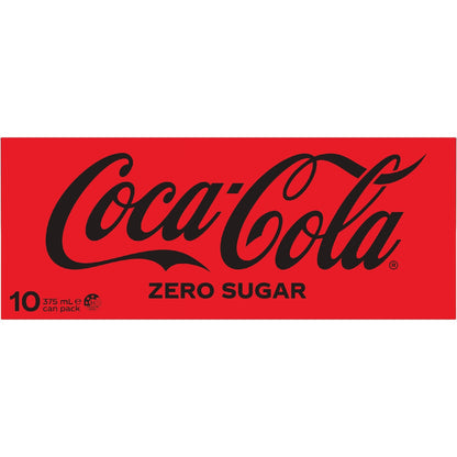Coca-cola Zero Sugar Soft Drink Cans 375ml X 10 Pack