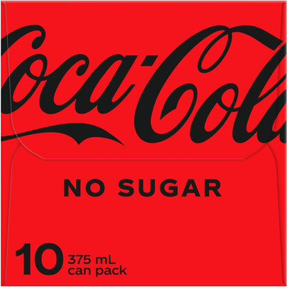 Coca-cola Zero Sugar Soft Drink Cans 375ml X 10 Pack