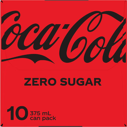 Coca-cola Zero Sugar Soft Drink Cans 375ml X 10 Pack
