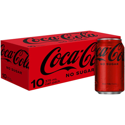 Coca-cola Zero Sugar Soft Drink Cans 375ml X 10 Pack