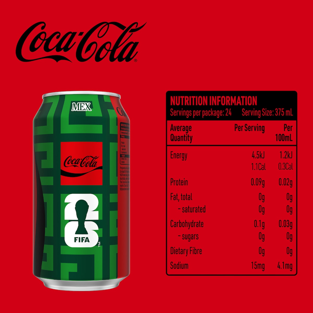 Coca-cola Zero Sugar Soft Drink Cans 375ml X 24 Pack