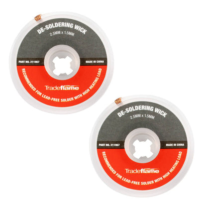 Tradeflame De Soldering Wick - 2.5mm x 1.5m - 2 Pack