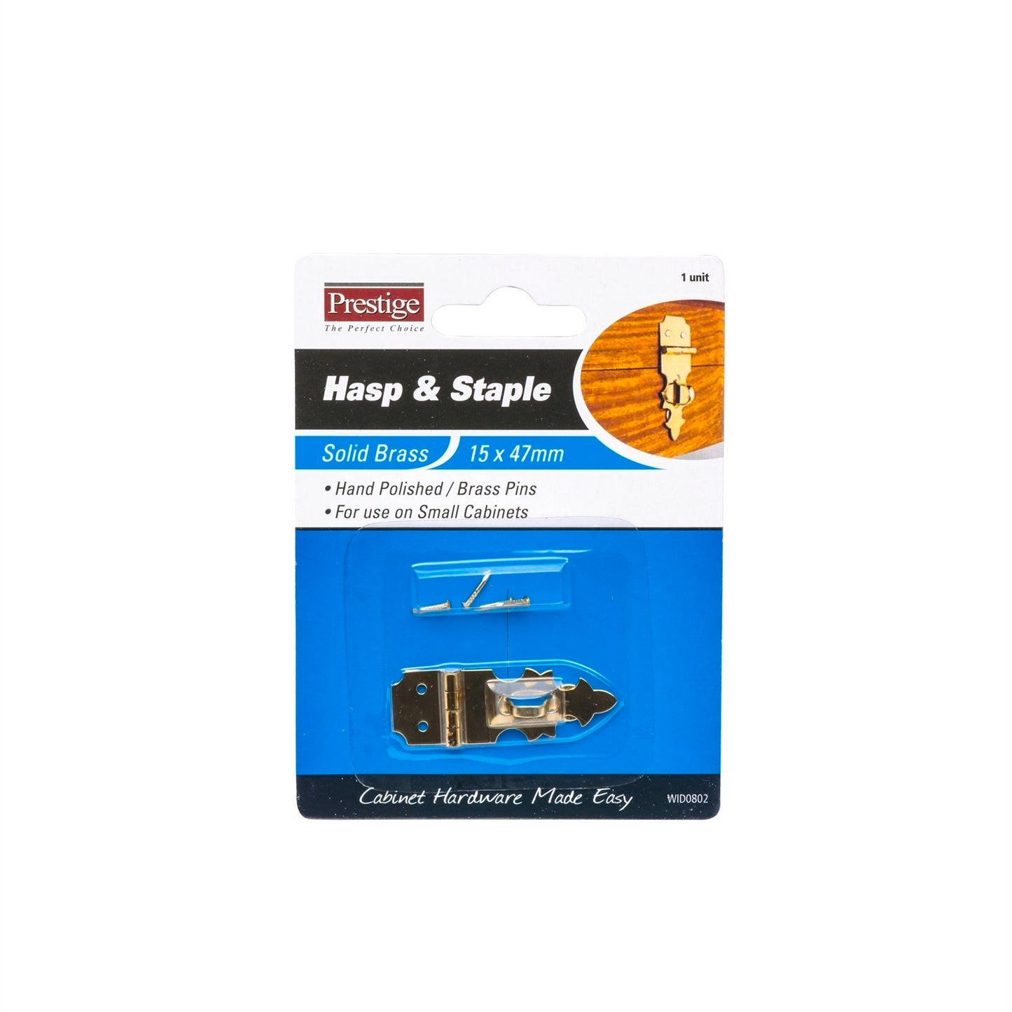Prestige Decorative Brass Hasp and Staple - 15 x 47mm