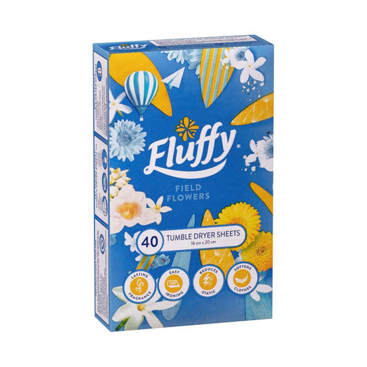 Fluffy Dryer Sheets Fabric Softener Conditioner Field Flowers - 40 pack