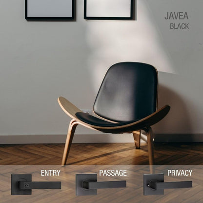 Lemaar Black Javea Lever Passage Set 65mm Zinc Durable Finish