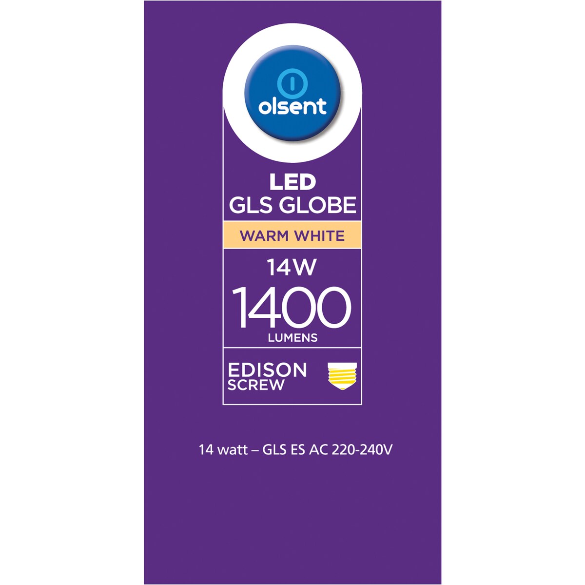 Olsent Led Gls Es 14w 1400lm Ww 2 Pack