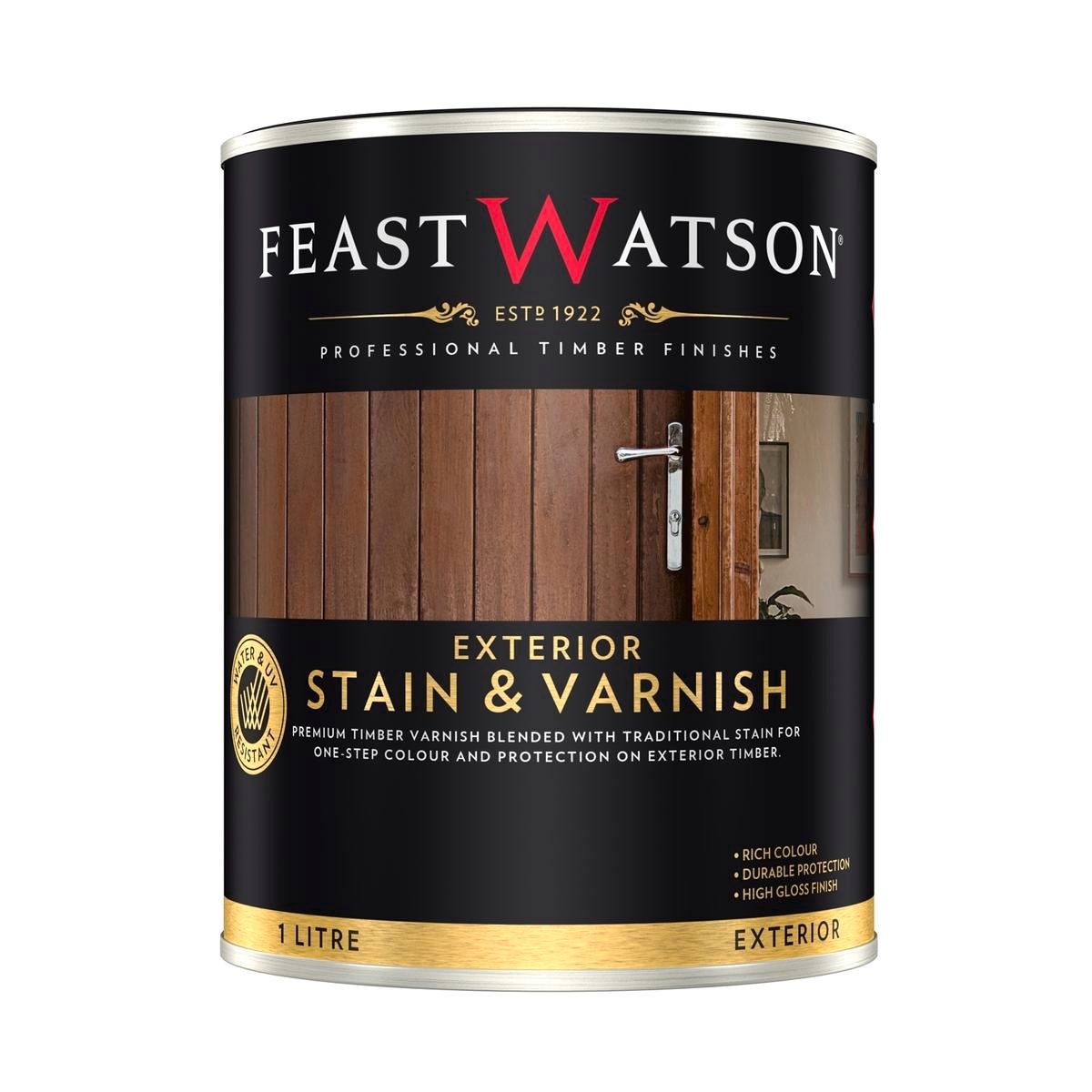 Feast Watson Exterior Stain and Varnish - 1L - Brown - High Gloss