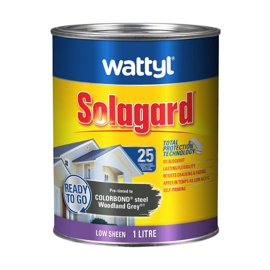 Wattyl Solagard Exterior Paint - 1L - Woodland Grey - Low Sheen