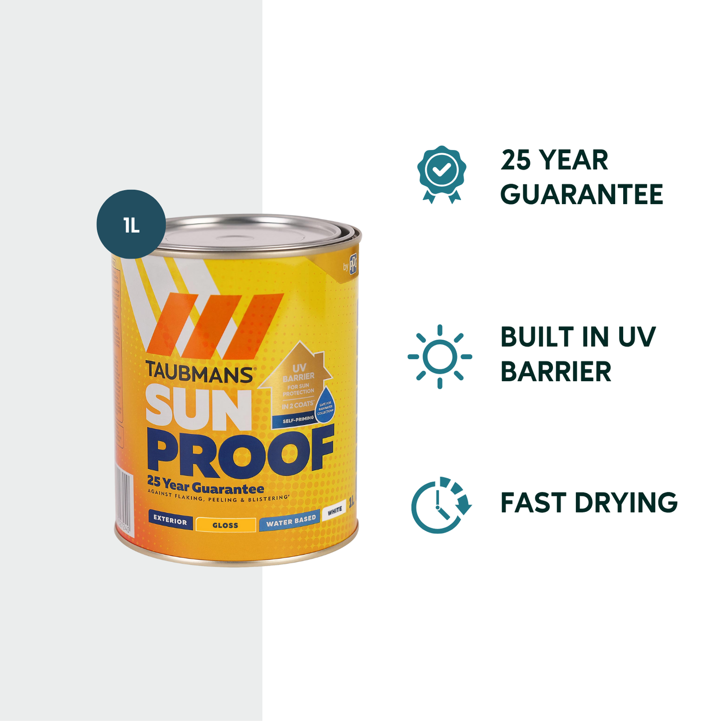 Taubmans White Gloss Sunproof Exterior Paint - 1L