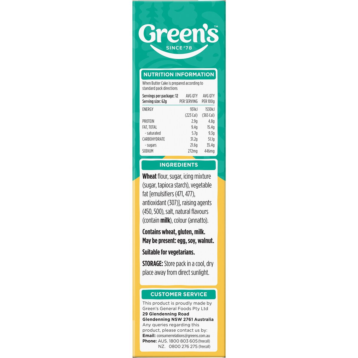 Greens Cake Mix Traditional Golden Butter 440g