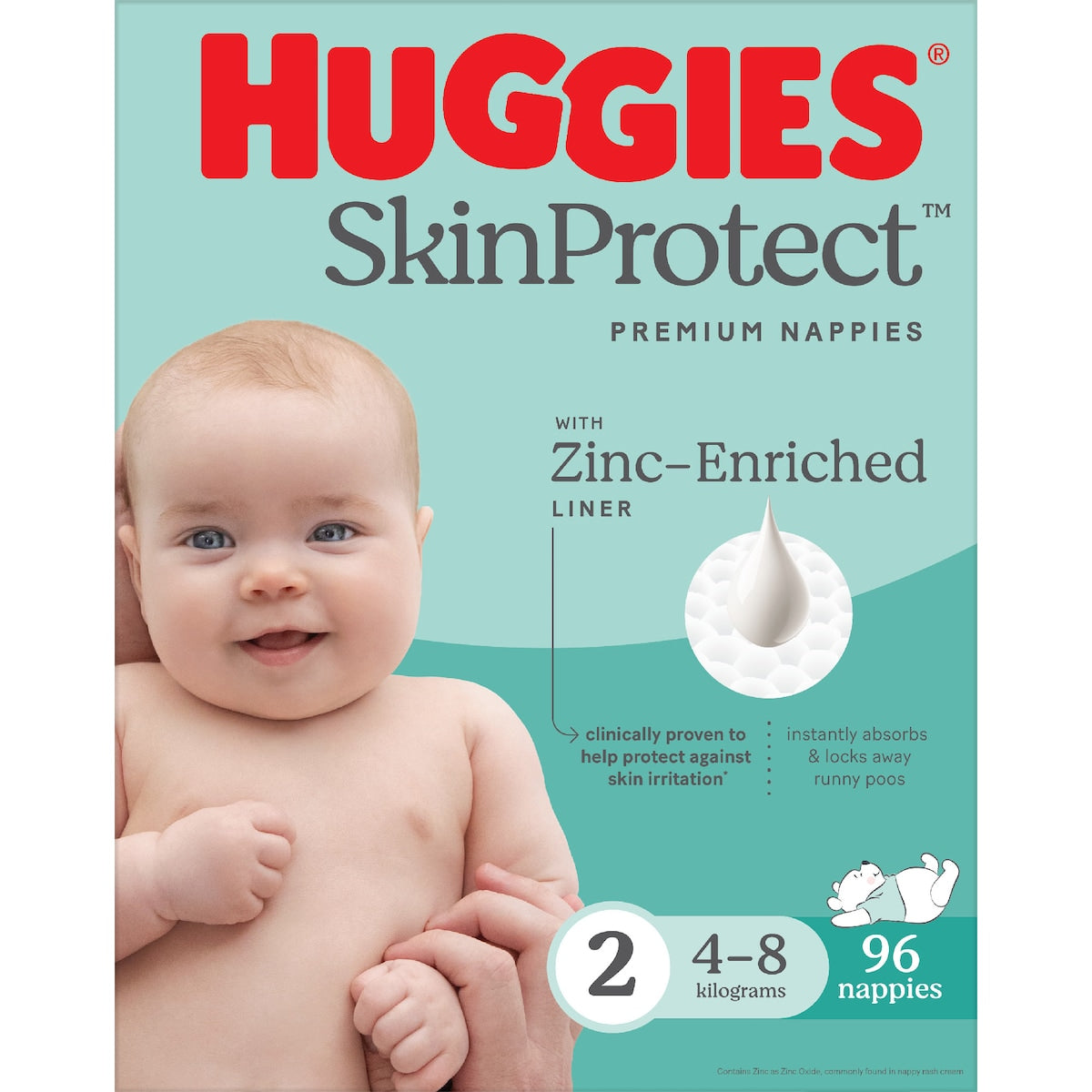 Huggies Skin Protect Nappies Size 2 (4-8kg) 96 Pack