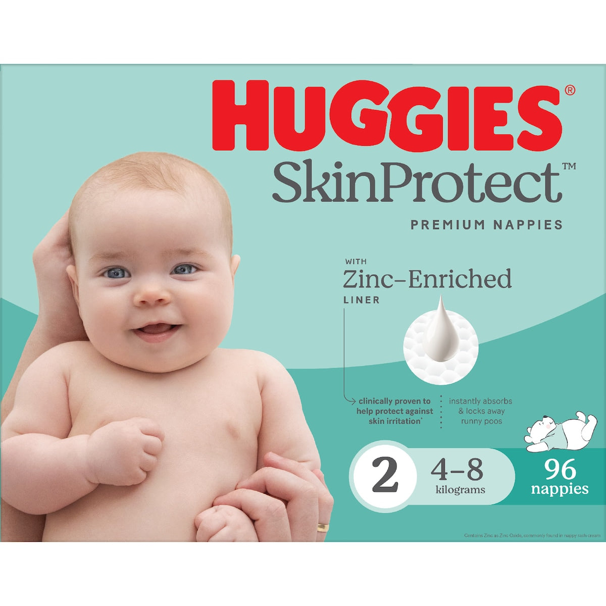Huggies Skin Protect Nappies Size 2 (4-8kg) 96 Pack