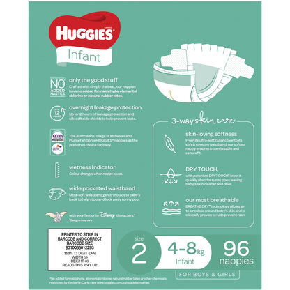 Huggies Infant Nappies Size 2 96 Pack