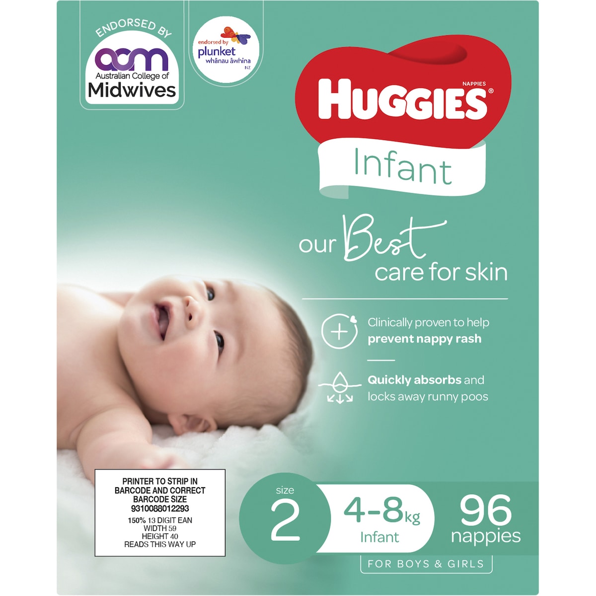 Huggies Skin Protect Nappies Size 2 (4-8kg) 96 Pack
