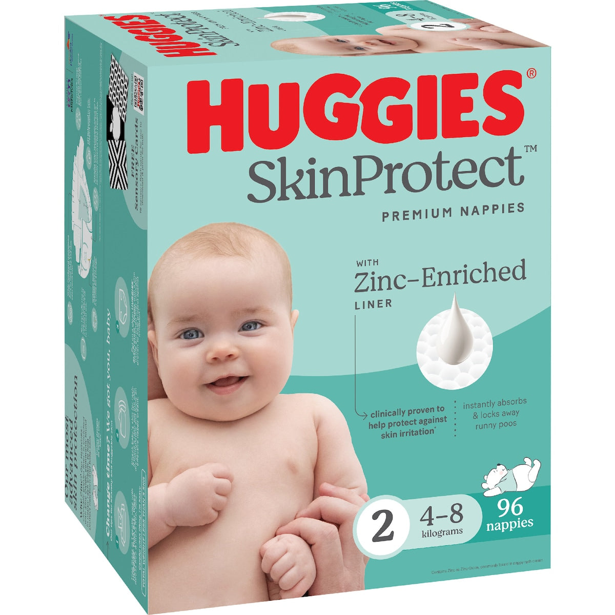 Huggies Skin Protect Nappies Size 2 (4-8kg) 96 Pack