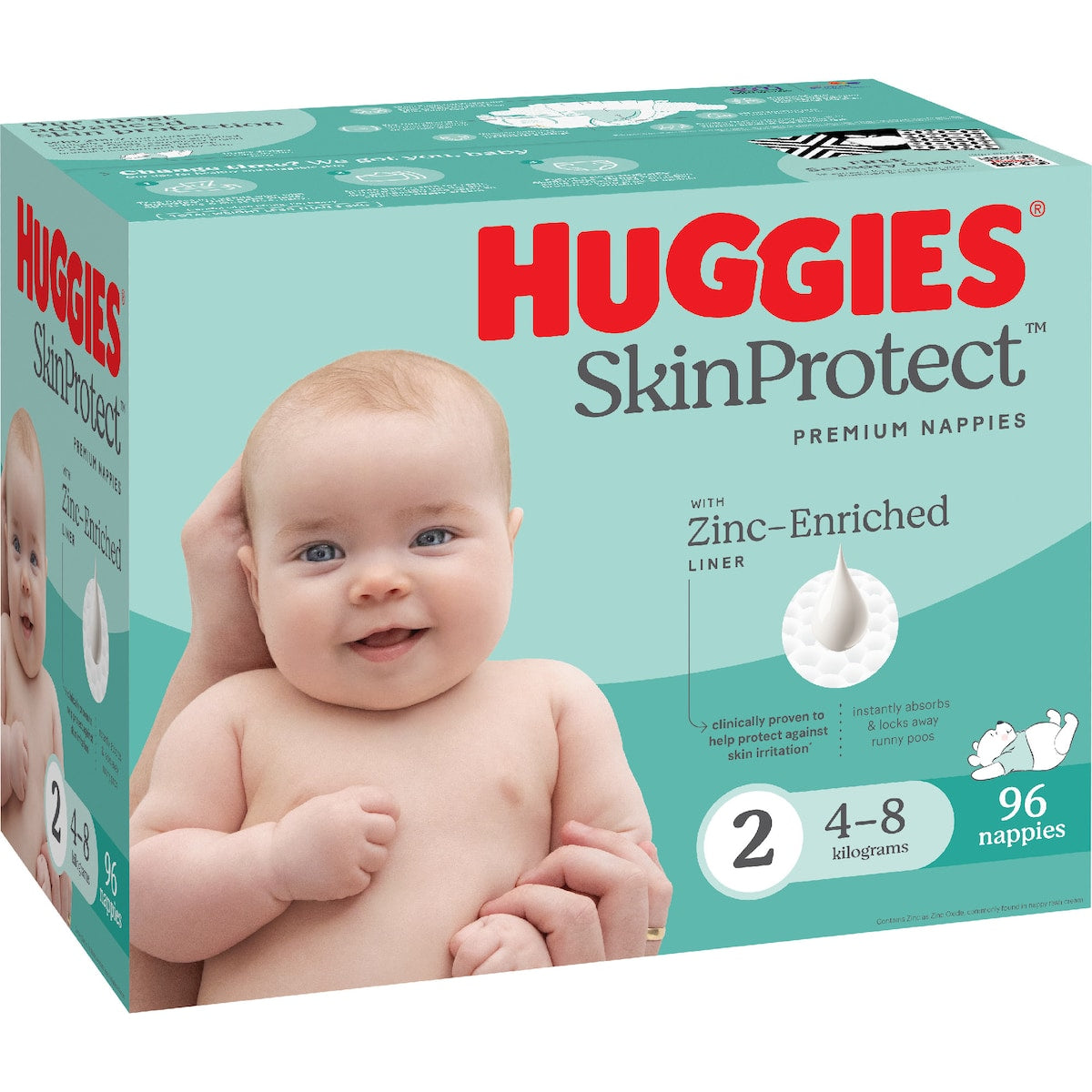 Huggies Skin Protect Nappies Size 2 (4-8kg) 96 Pack