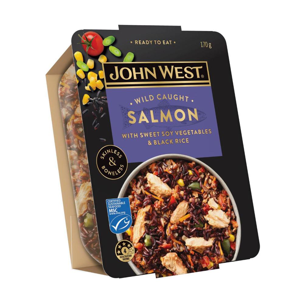 John West Salmon Bowl With Sweet Soy Veg & Black Rice - 170g