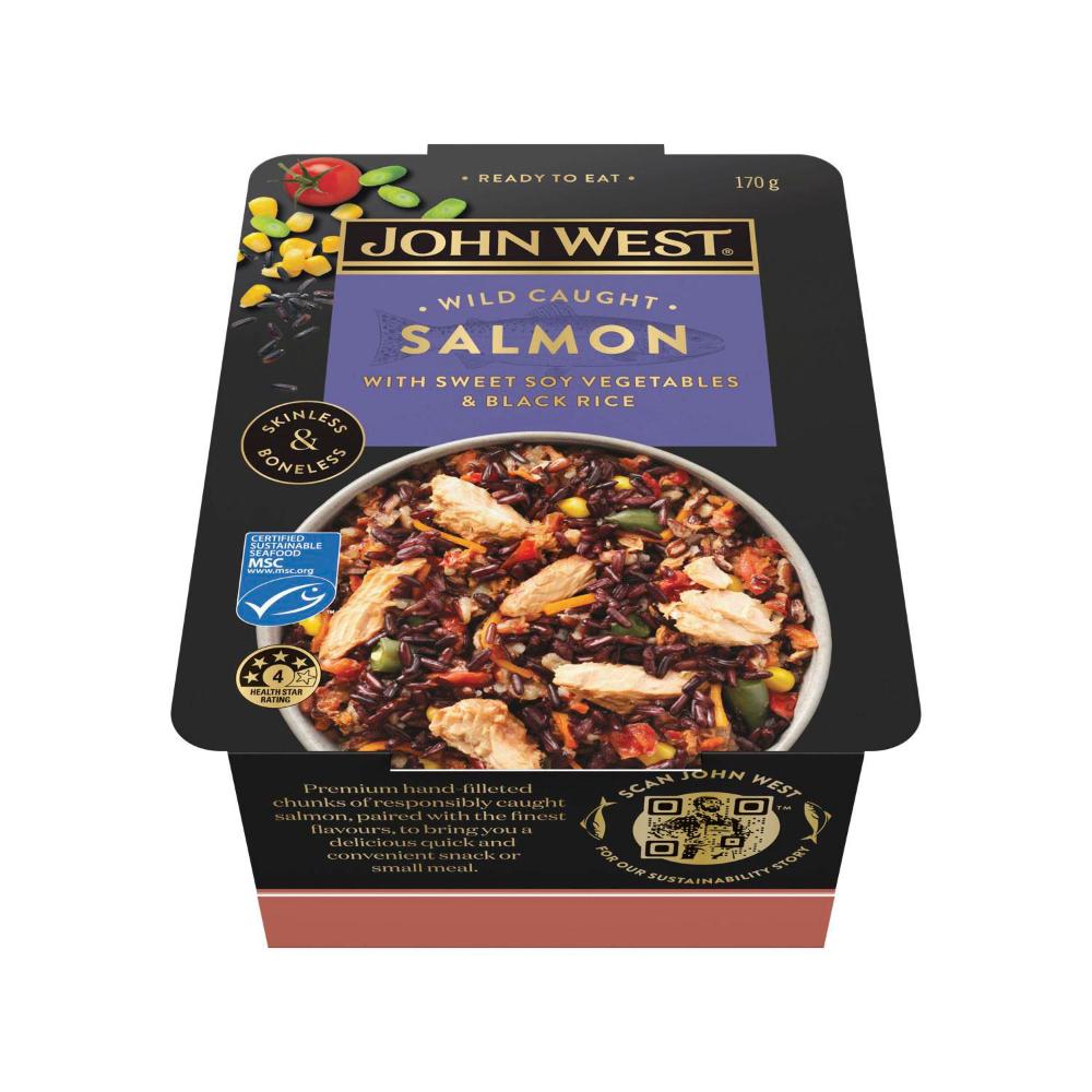John West Salmon Bowl With Sweet Soy Veg & Black Rice - 170g