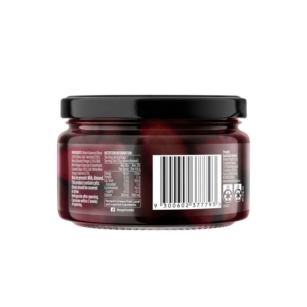 Always Fresh Deli Style Whole Balsamic Kalamata Olives - 240g
