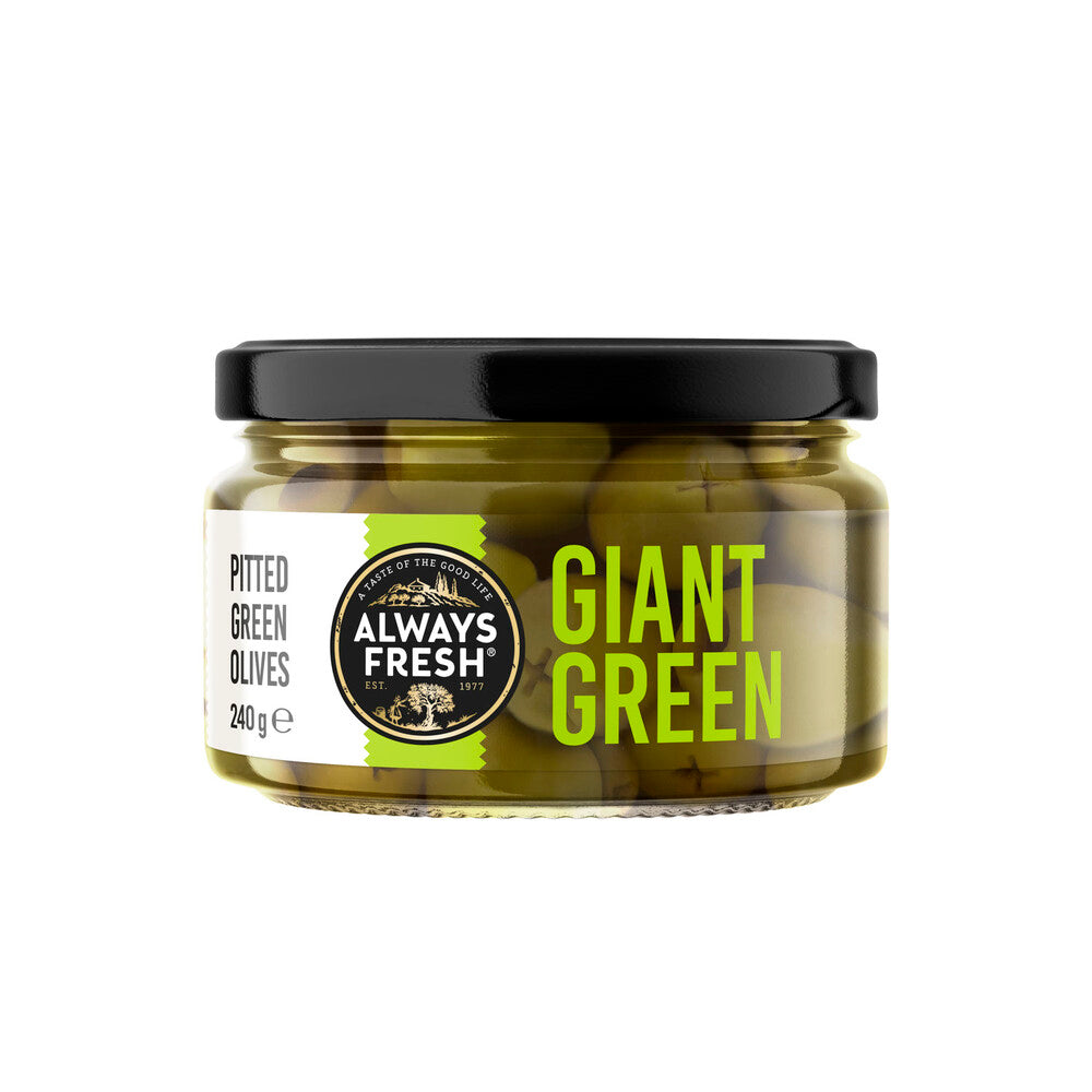 Always Fresh Deli Style Pitted Giant Green Olives - 240g