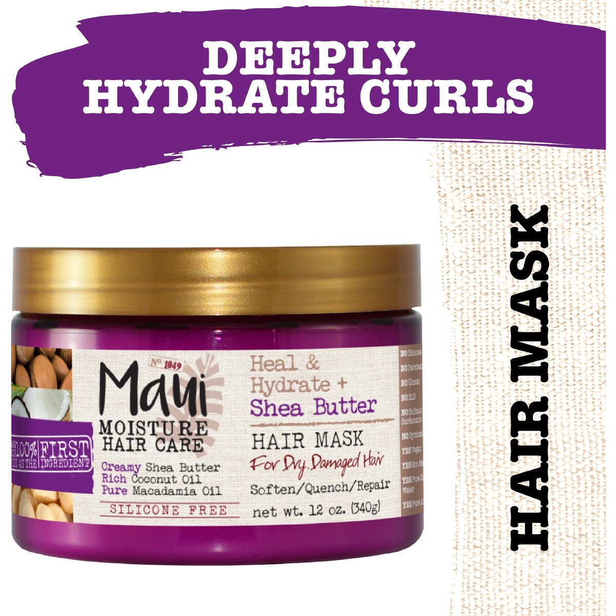 Maui Moisture Heal & Hydrate Shea Butter Hair Mask For Damaged Hair 340g