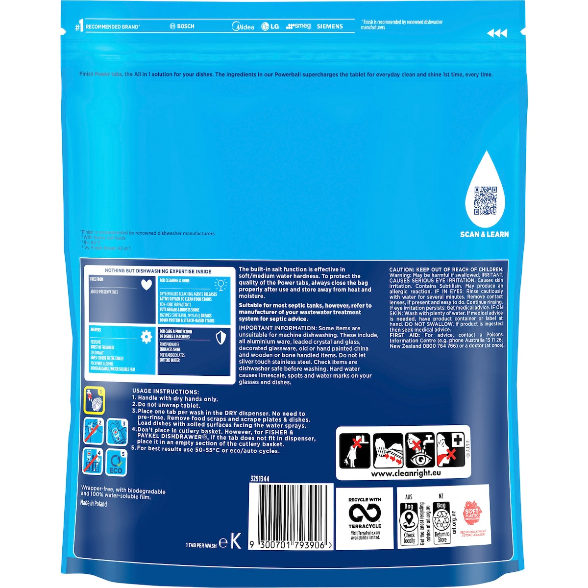 Finish Power Dishwashing Tablets Lemon 60 Pack