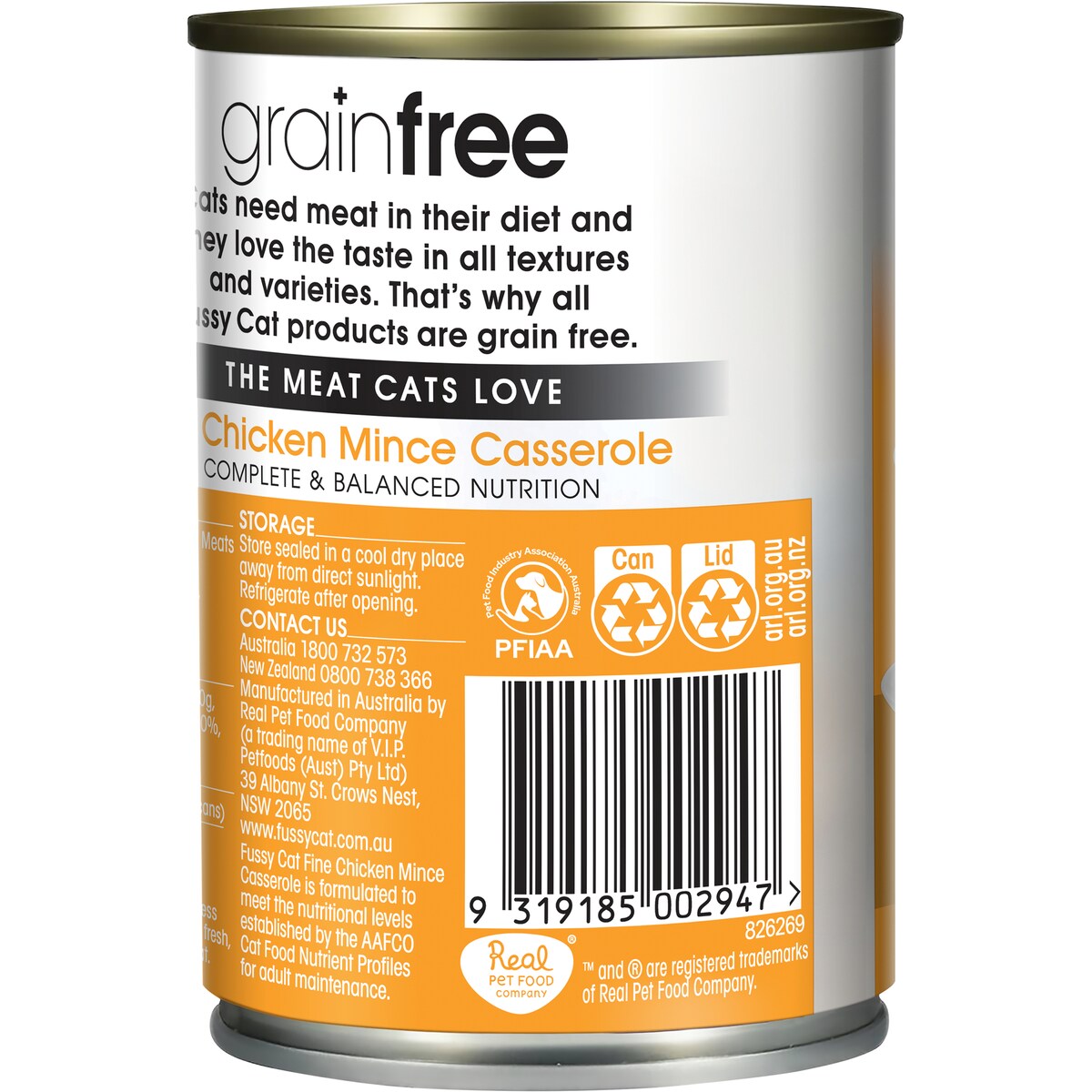 Fussy Cat Grain Free Adult Wet Cat Food Fine Chicken Mince Casserole 400g