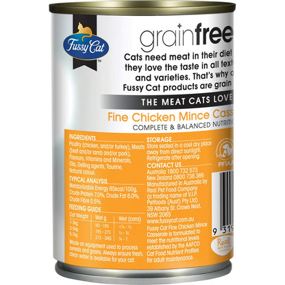 Fussy Cat Grain Free Adult Wet Cat Food Fine Chicken Mince Casserole 400g