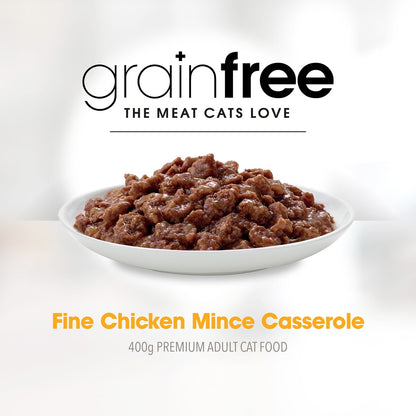 Fussy Cat Grain Free Adult Wet Cat Food Fine Chicken Mince Casserole 400g