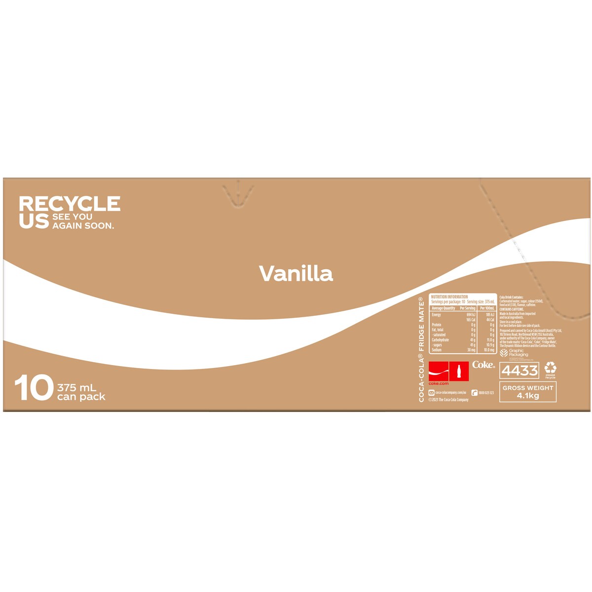 Coca - Cola Vanilla Soft Drink Multipack Cans 375ml X 10 Pack