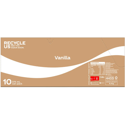Coca - Cola Vanilla Soft Drink Multipack Cans 375ml X 10 Pack