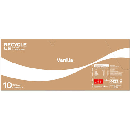 Coca-cola Vanilla Soft Drink Cans 375ml X 10 Pack
