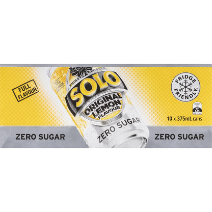 Solo Zero Sugar Original Lemon Soft Drink Cans 375ml X 10 Pack