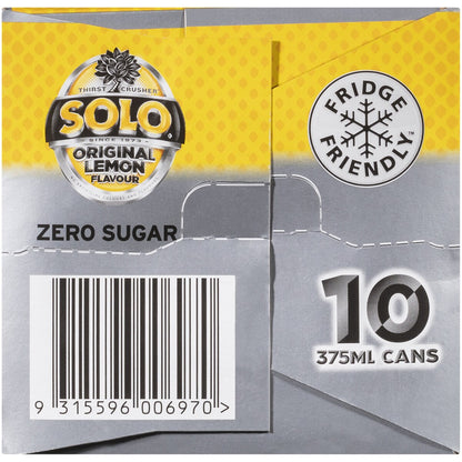 Solo Zero Sugar Original Lemon Soft Drink Cans Multipack 375mL x 10 pack