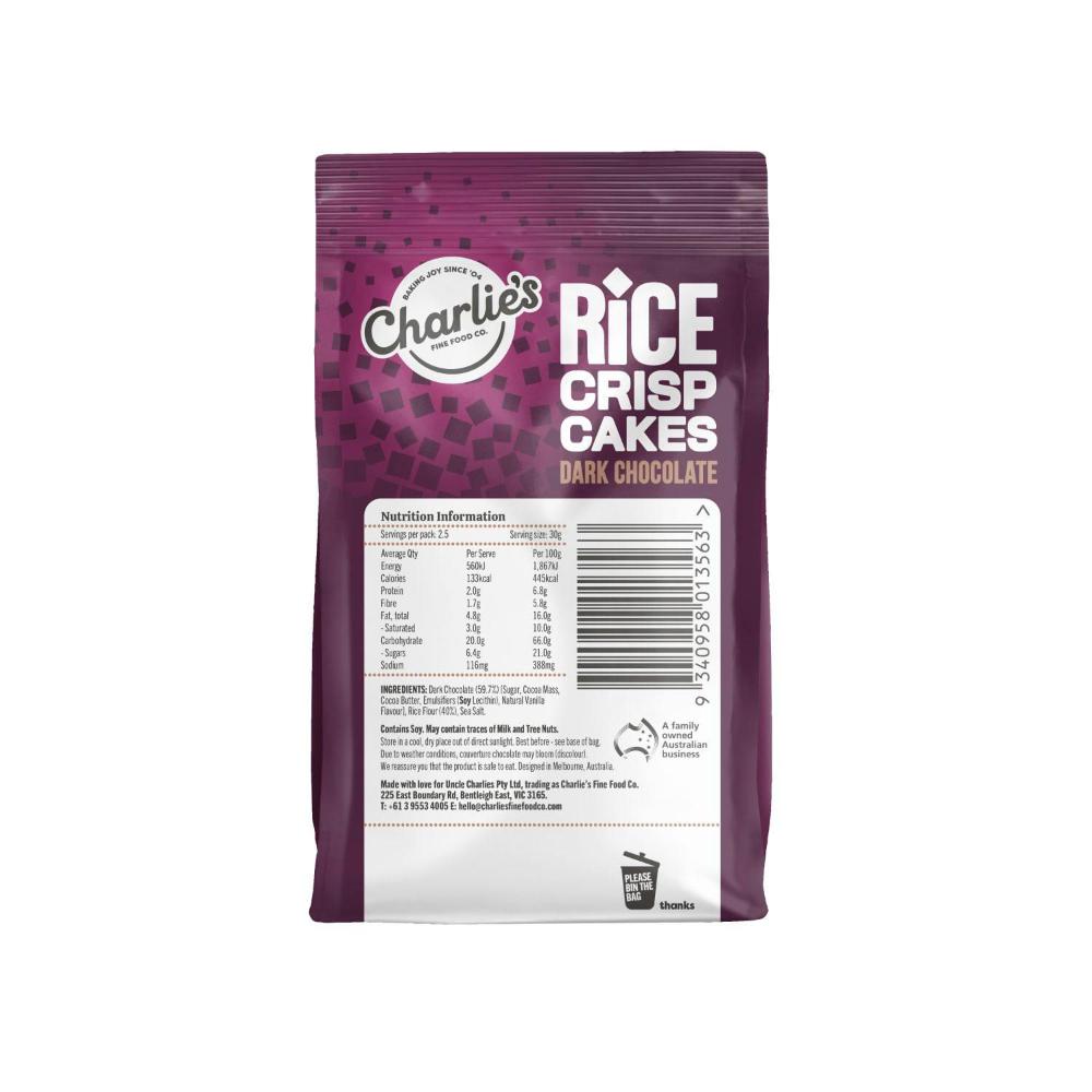 Charlie's Mini Rice Square Crisps Dark Chocolate - 80g