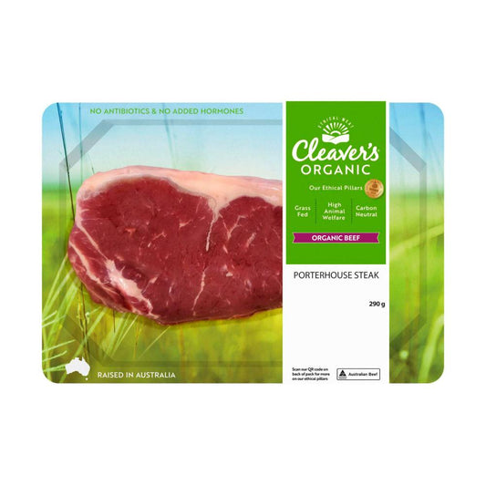 Cleaver's Organic Grass-fed Beef Porterhouse Steak - 290g