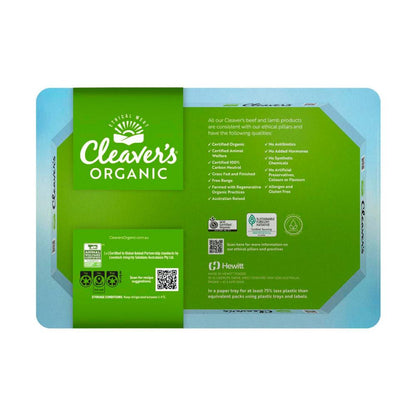 Cleaver's Organic Grass-Fed Beef Eye Fillet Steak - 240g