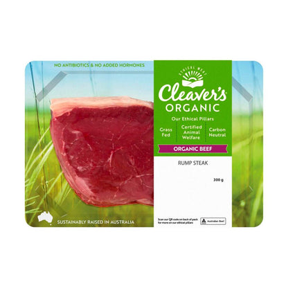 Cleaver's Organic Grass-Fed Beef Rump Steak - 300g