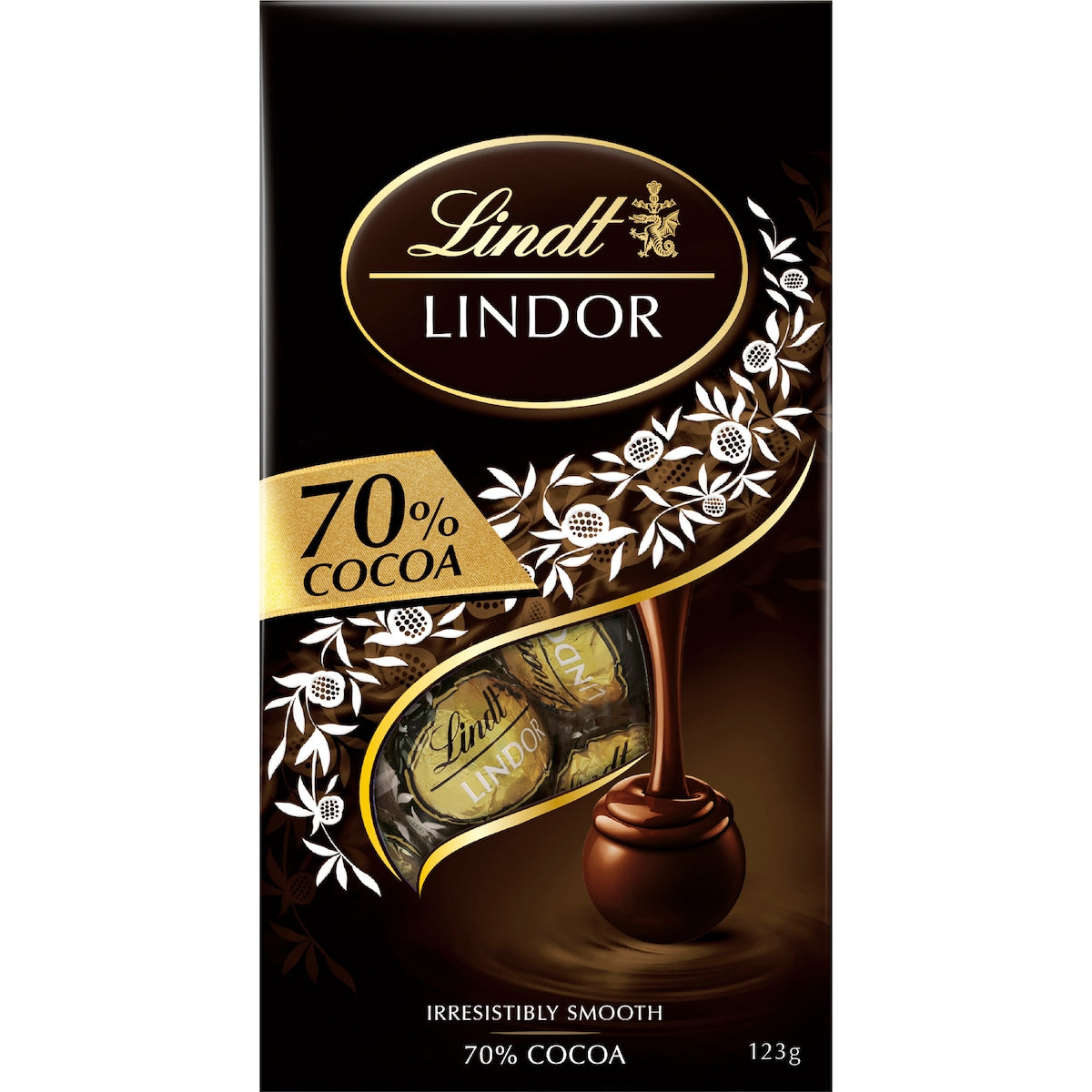 Lindt Lindor 70% Cocoa Dark Chocolate Bag 123g