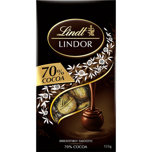 Lindt Lindor 70% Cocoa Dark Chocolate Bag 123g