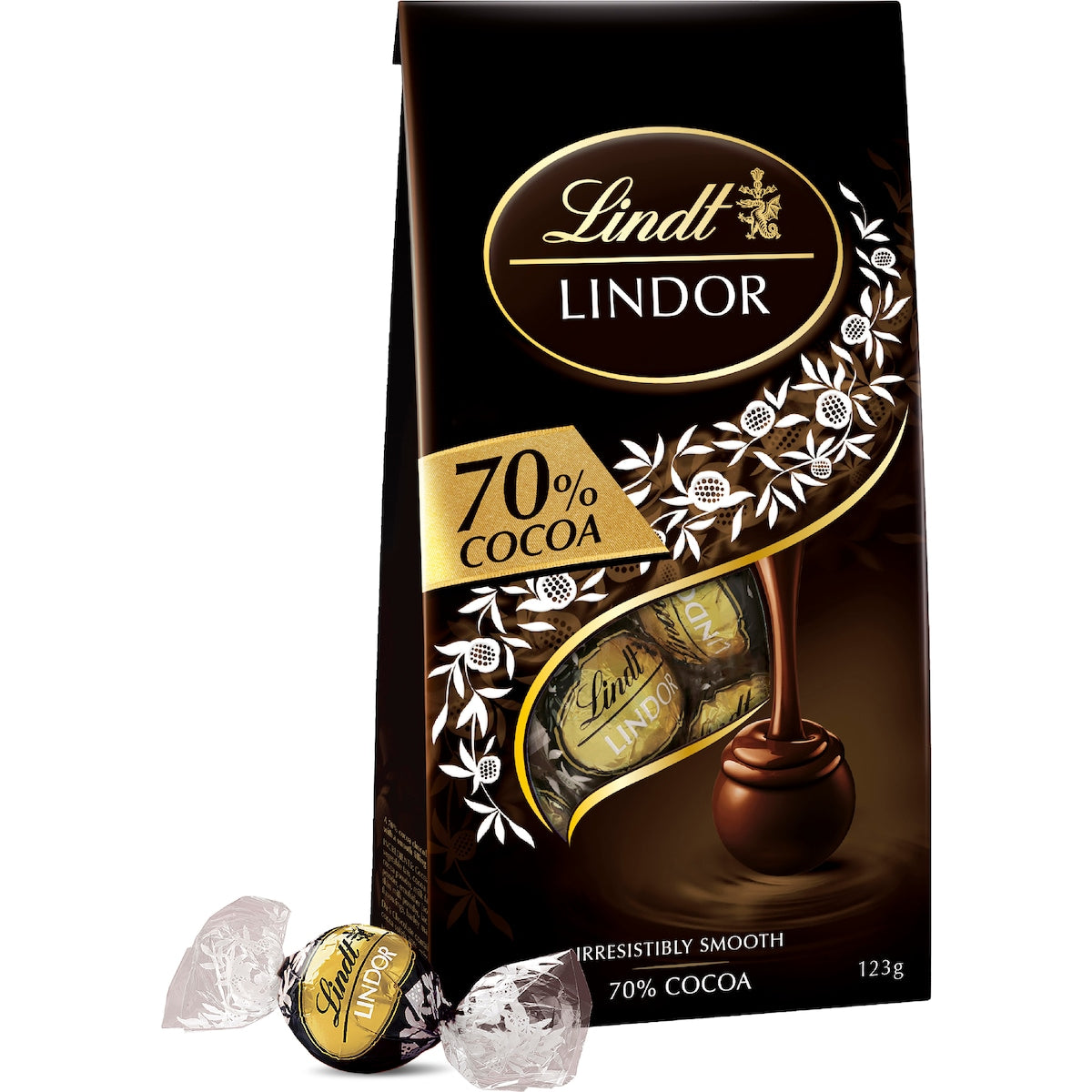 Lindt Lindor 70% Cocoa Dark Chocolate Bag 123g