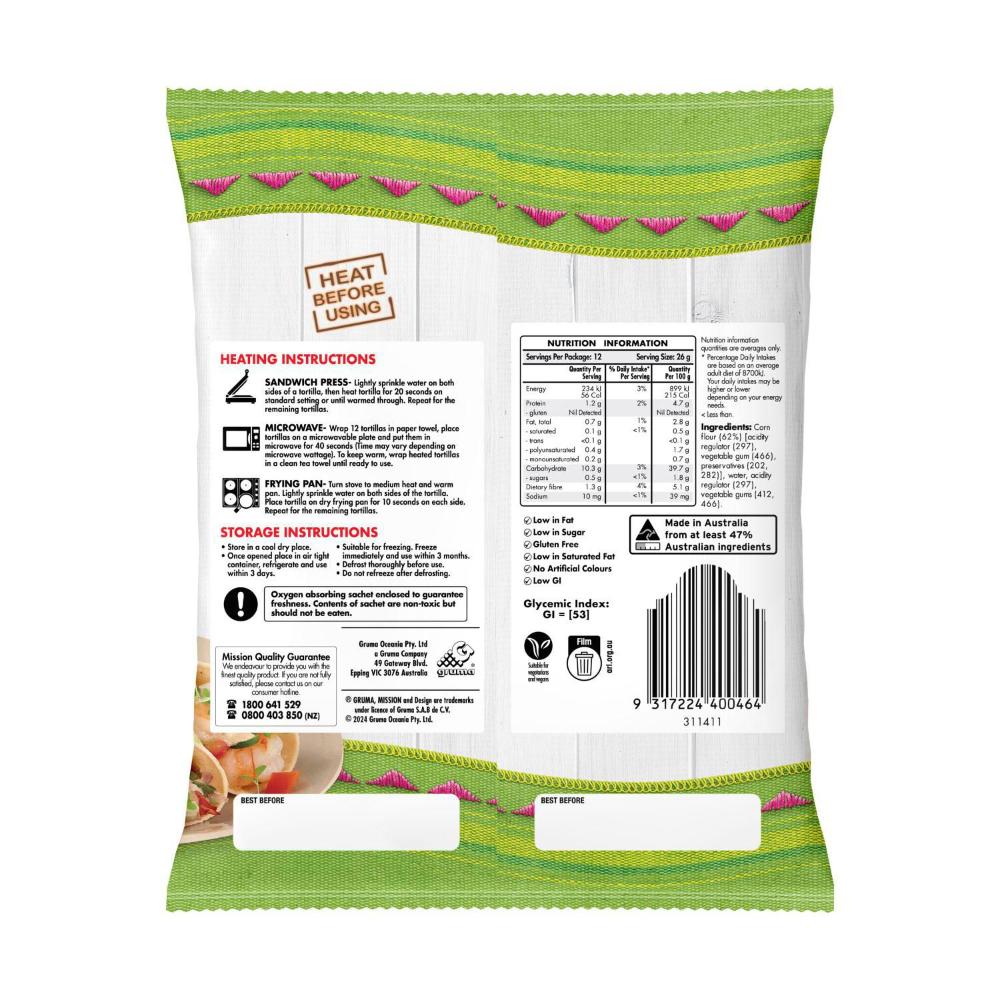 Mission Tortillas White Corn 12 Pack - 312g