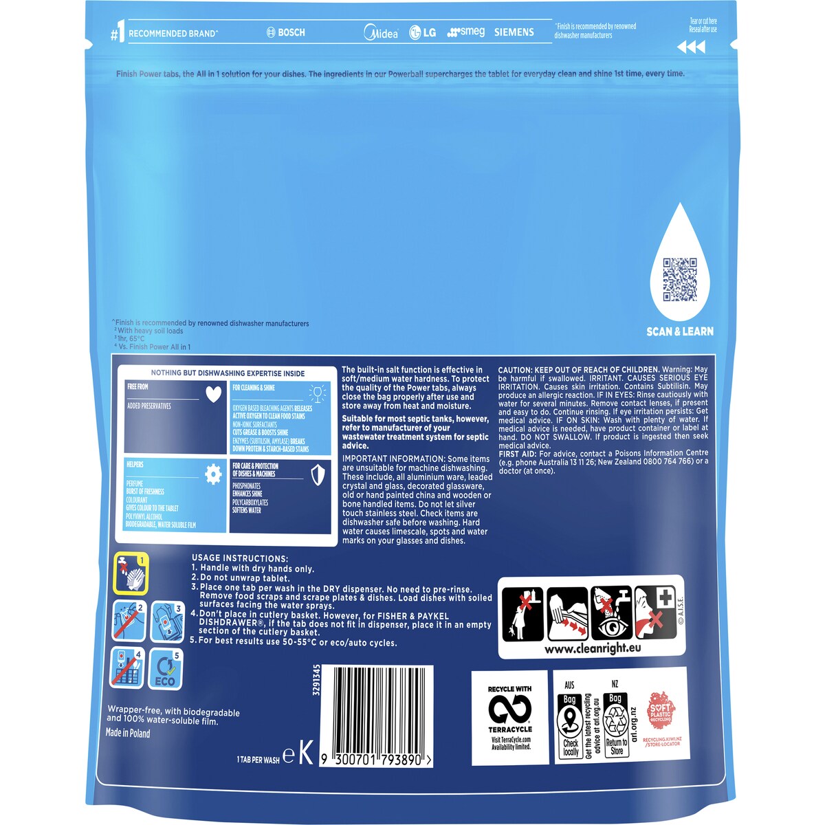 Finish Power Lemon Dishwasher Tablets 40 pack