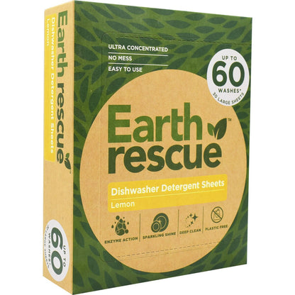 Earth Rescue Dishwasher Detergent Sheets Lemon Large 30 Pack